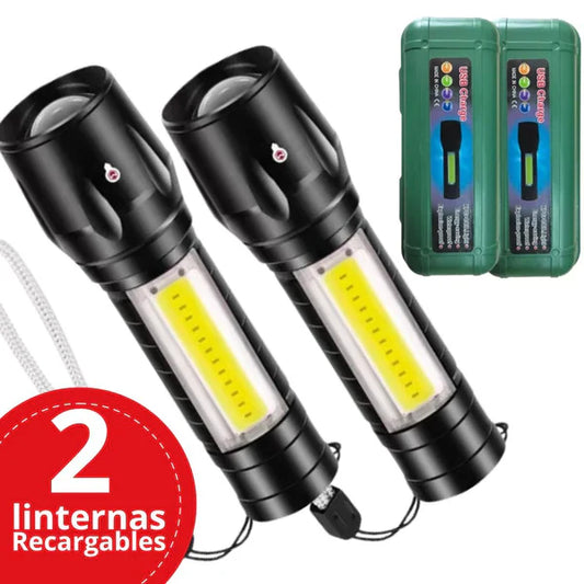 Linterna LED Recargable USB Portátil (Oferta 2x1)